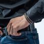 SERASAR | Premium Genuine Leather Bracelet for Men in Black | Magnetic Stainless Steel Clasp in Black, Silver and Gold | Exclusive Jewellery Box | Great Gift Idea