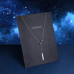 S925 Sterling Silver Dangle Tassel Jewelry Adjustable Long Chain Sweater Necklace for Women Girls