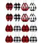 16 Pairs Christmas Plaid Earrings Faux Leather Dangle Earrings Teardrop Leaf Hollow Drop Earrings, Black and Red, Black and White 16 Pairs Christmas Plaid Earrings Faux Leather Dangle Earrings Teardrop Leaf Hollow Drop Earrings, Black and Red, Black and White