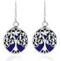 Tree of Life with Simulated Blue Lapis-Lazuli Accents .925 Sterling Silver Dangle Earrings Tree of Life with Simulated Blue Lapis-Lazuli Accents .925 Sterling Silver Dangle Earrings