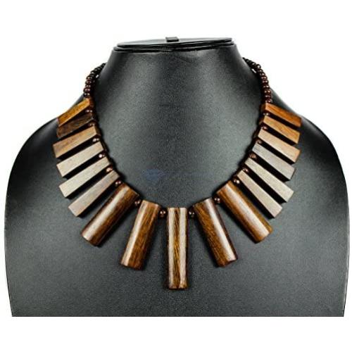 Tribal Large Wooden Handmade Fashion Jewelry Necklace with Innovative Wood Petals | Nagina International