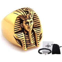 Gungneer Stainless Steel Egyptian Akhnaton King Pharaoh Ring Symbol of Protection Power Strength Jewelry Accessories