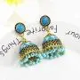 idealway 4-6 Pairs Indian Jhumka Jhumki Drop Dangle Earrings for Women Mexico Gypsy Enamel Earrings Ethnic Style Golden Ball Pendant Earrings Female