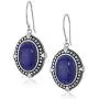 Sterling Silver Lapis Vintage Frame Cage-back Detail Drop Earrings Sterling Silver Lapis Vintage Frame Cage-back Detail Drop Earrings