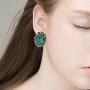 BriLove Womens Victorian Style Crystal Floral Cameo Inspired Oval Clip-On Earrings
