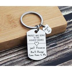 Meibai Police Officer Gift Come Home to Me Keychain Be Safe Gift for Police Dad Husband Boyfriend Enforcement Gift