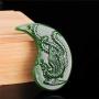 LOOPIG One Pairs Chinese Green Jade Dragon Phoenix Jade Pendant Jewelry Lucky Amulet Jade Necklace