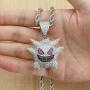 TSANLY Diamond Chain Gengar Chain Pokemon Necklace White Gold Plated with Killy Pendant Ice Out Hip Hop Medallion 24'' Rope Chain + Storage Case + Microfiber Cloth