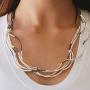 Lizzy Classic Silverplated 4 Strand Metallic Gunmetal Leather Wrap Bracelet (Large (6 5/8'' - 7''))