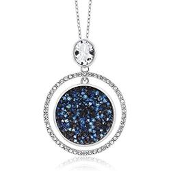 Gem Stone King 2 Inch Moonlight Crystal Dust Double Circle Pendant Made with Swarovski Crystals
