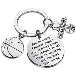 AKTAP Basketball Lover Gift Basketball Player Keychain Behind Every Fearless Player is A Fearless Coach Thank You Gift Basketball Gift for Coaches Team