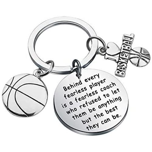 AKTAP Basketball Lover Gift Basketball Player Keychain Behind Every Fearless Player is A Fearless Coach Thank You Gift Basketball Gift for Coaches Team