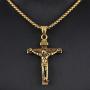 LineAve Mens Stainless Steel Jesus Christ Crucifix Cross Pendant Necklace