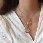 HTSTYLE Gold Coin Necklace Layered Necklace Gold Pendant Double Layered Vintage Necklace Coin Disc Necklace Boho Jewelry for Women