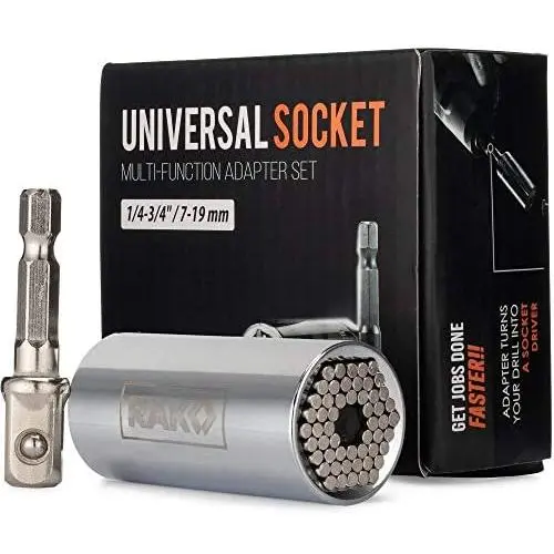RAK Universal Socket Grip (7-19mm) Multi-Function Ratchet Wrench Power Drill Adapter 2Pc Set - Tool for Men, DIY Handyman, Father/Dad, Husband, Boyfriend, Him, Women RAK Universal Socket Grip (7-19mm) Multi-Function Ratchet Wrench Power Drill Adapter 2Pc Set - Tool for Men, DIY Handyman, Father/Dad, Husband, Boyfriend, Him, Women