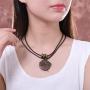 COOSTUFF ANNA Brown Wooden Choker Chunky Pendant Necklaces for Women