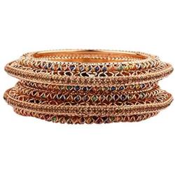 Efulgenz Indian Bollywood CZ Crystal Rhinestone Gold Plated Multicolor Wedding Bridal Bracelet Bangle Set Jewelry