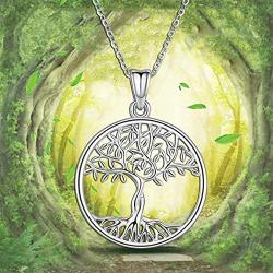 Tree of Life Necklace 925 Sterling Silver Family Tree Pendant 18'' Chain,Dainty Tree of Life Pendant Charm Jewelry for Women Mom Grandma Teen Girls with Fine Jewelry Box