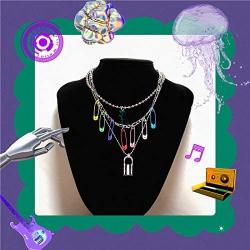 Sclorey Igirl Necklace Indie Aesthetic Necklace Y2k Goth Jewelry Alt Choker Gummy Bear Necklace Egirl Chain Pin Necklace Lock Necklace for Girl Women