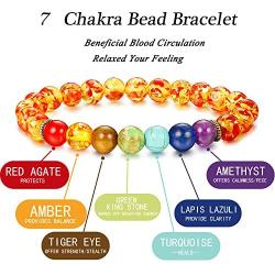 Besteel 7 Pcs Natural Stone Chakras Bracelet for Men Women Crystal Healing Yoga Bead Bracelet Adjustable