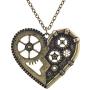 Lux Accessories Burnish Gold Vintage Steampunk Gearwork Heart Charm Necklace