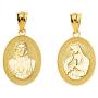 Certified 14k Gold Sacred Heart of Jesus and Immaculate Heart of Mary Reversible Medal Pendant