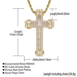 GOODYRZJ Cross Necklace for Women, Dainty Fashion Jewelry Long Gold Silver Cross Necklaces for Women Men Christian Gifts Faith Zircon Chain Pendant Necklace for Women Girls