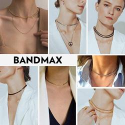 Bandmax 316L Stainless Steel Heavy Men Curb Cuban Link Necklace Jewelry 4mm/6mm/9mm Boys Male Long Punk Biker Flat Miami Chain Necklace 14'' 18'' 20'' 22'' 24'' 26'' 28'' 30'',18K Gold/Black(Brand Box)