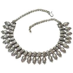 athizay Necklace Silver oxidized Indian Jewelry Chunky Beads Embellishments Choker Necklace