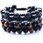 WRCXSTONE Natural Stone Bracelet Mens Black Lava Rock Bracelet Tiger Eye Gemstone Bracelet Yoga Essential Oil Bracelet Charm Gift