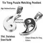 LOLIAS Stainless Steel Yin Yang Love Heart Pendant Couple Necklace for Men Women Puzzle Matching Valentine Gifts for Him&Her Jewelry Set