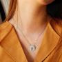 FANCIME Rose/White Gold Plated Cubic Zirconia Necklace Halo Simulated Diamond/Created Blue Sapphire Elegant Jewelry for Women Girls Mother