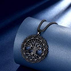 beautlace Round Celtic Knot Necklaces Silver/18K Gold/Black Gun Plated Tree of Life Pendant Trees Necklace Jewelry for Men and Women KP0137