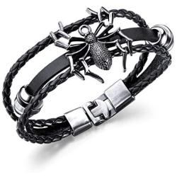 Heavstjer Punk Alloy Spider Wristband Leather Cuff Bracelet