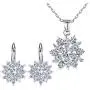 BAMOER 18K Rose Gold Plated Cubic Zirconia Snowflake Lever Back Earrings Necklace Set for Women CZ Jewelry Set