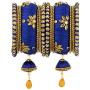 Aheli Royal Design Faux Stone Studded Silk Thread Bangle Chuda Set with Jhumki Tassel Hanging Indian Wedding Fashion Jewelry for Women