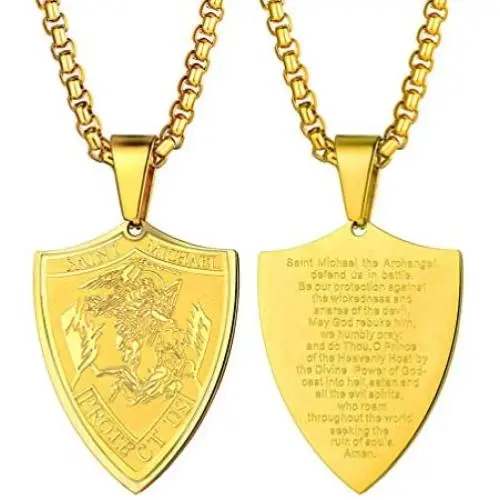 PROSTEEL Saint Michael The Archangel Necklace Pendant & Chain Catholic Religious Jewelry PROSTEEL Saint Michael The Archangel Necklace Pendant & Chain Catholic Religious Jewelry