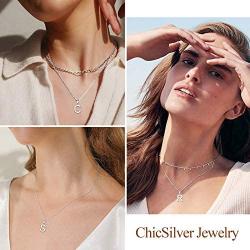 ChicSilver Initial Necklace 925 Sterling Silver Dainty Small Letter Pendant Personalized 26 Alphabet Necklace for Women, 18 Inch Chain (with Gift Box)