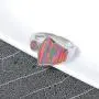 CiNily Rhodium Plated Orange or Green Fire Opal Women Jewelry Gemstone Ring Size 6-10