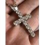 Harlembling Solid 925 Sterling Silver Iced Cross Pendant - 14k Gold Plated - Mens Or Ladies - Tennis Cross - Fits Up to 5mm Chains!