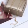 Long Pendant Necklace - Layer Simple Bar Necklace Disc Necklace Minimalist Y Strands for Women Girl
