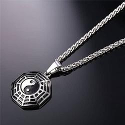 U7 Jewelry Men Women Yoga Necklaces Stainless Steel/18K Gold Plated Taoism Tai Ji Yin Yang Pendant Necklace
