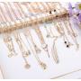 ORAZIO Layered Necklace for Women Star Ball Horn Infinity Leaf Bead Feather Shell Circle Bar Coin Pendant Necklace Chain Jewelry