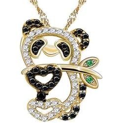 Uloveido Black Panda Necklaces Animal Pendants Gold Color Cute Lovely Necklace Jewelry Gifts for Girls Y315