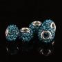 RUBYCA 15MM 20pcs Big Hole Crystal Charm Beads fit European Charm Bracelet Jewelry Indicolite Blue