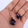 EVER FAITH Austrian Crystal Vintage Style Teardrop Hook Dangle Earrings Dark Purple Antique Gold-Tone
