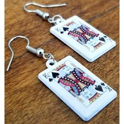 Poker Playing Cards Clubs Diamonds Hearts Spades Dangle Earrings by Pashal