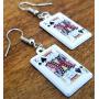 Poker Playing Cards Clubs Diamonds Hearts Spades Dangle Earrings by Pashal
