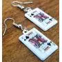 Poker Playing Cards Clubs Diamonds Hearts Spades Dangle Earrings by Pashal