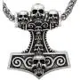 Viking Thor`s Hammer Hand Carved 7 Skull Head Pendant Antique Silver Metal Chain Rune Viking Thor`s Hammer Hand Carved 7 Skull Head Pendant Antique Silver Metal Chain Rune